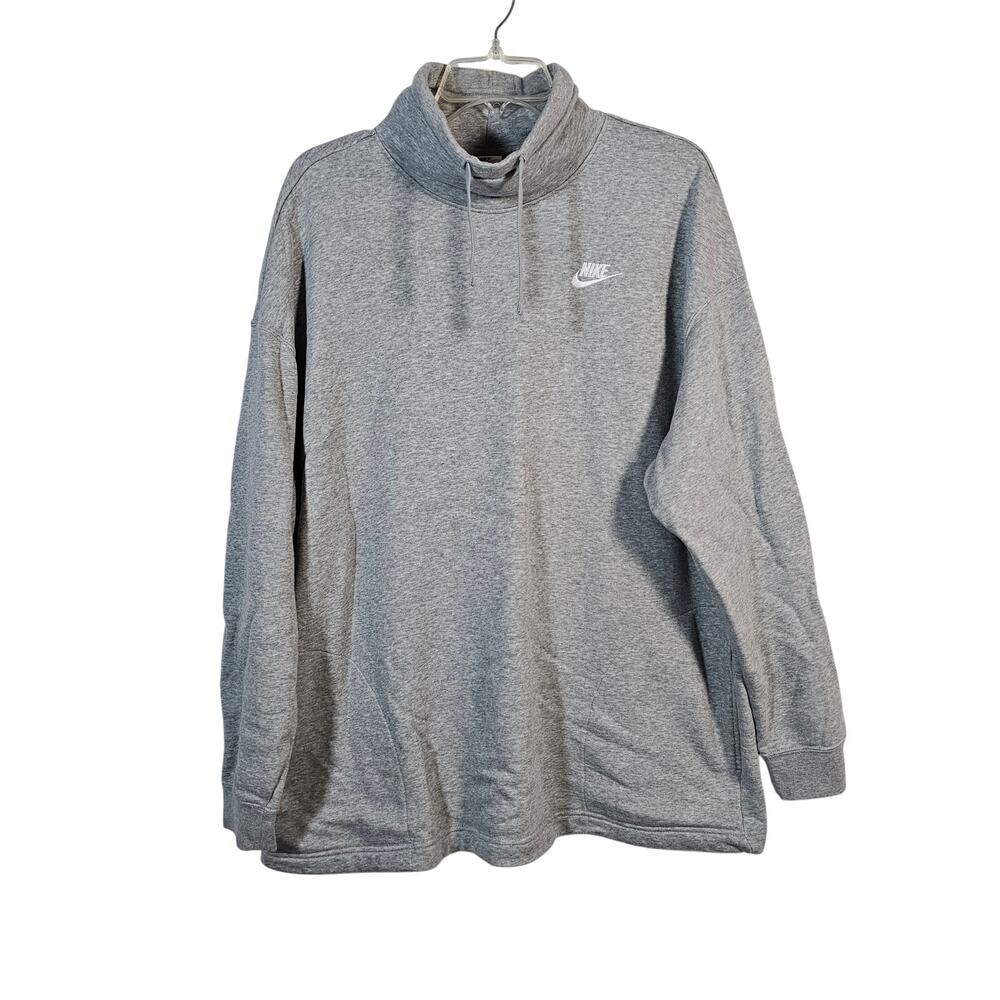 Nike Womens Oversized Cowl Neck Sweatshirt Pockets Gray Large